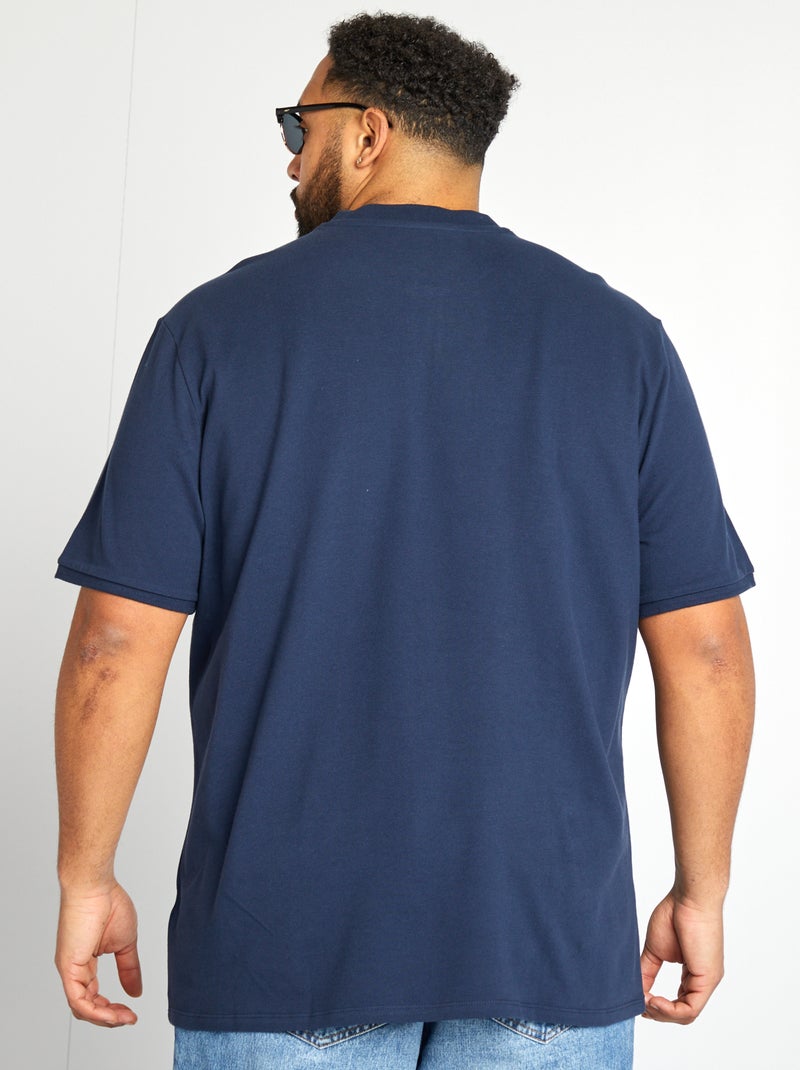 Polo con collo serafino maniche corte Blu navy - Kiabi