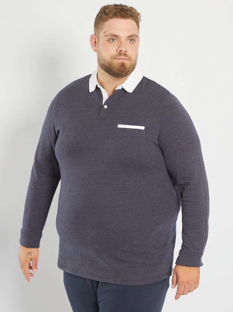 Polo con collo stile camicia BLU - Kiabi