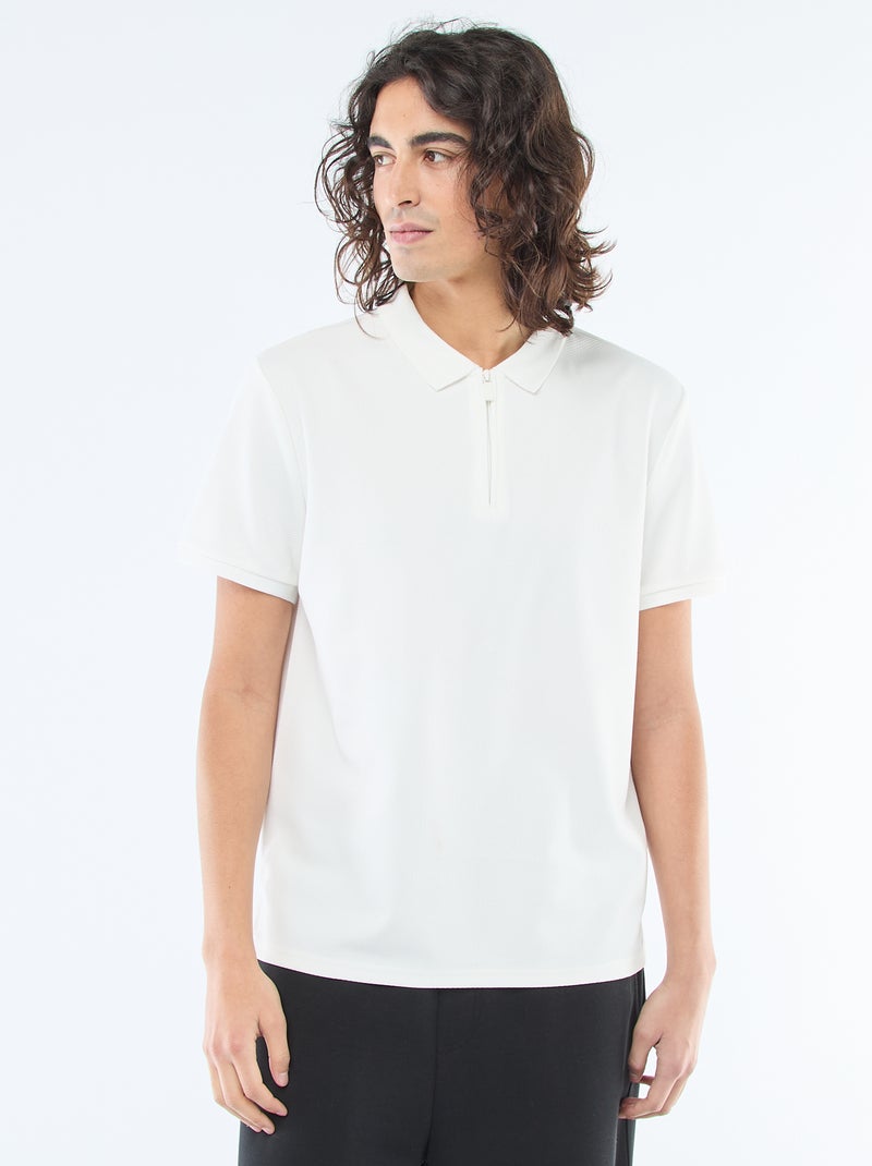 Polo con collo zippato Bianco - Kiabi