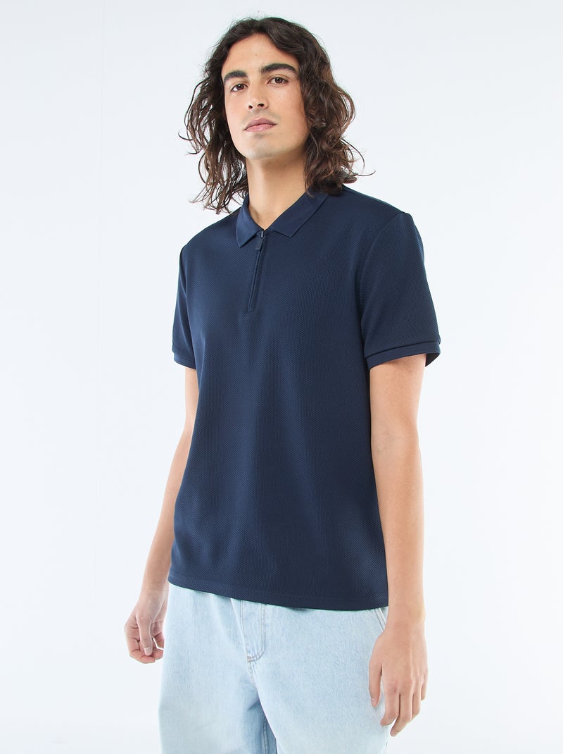 Polo con collo zippato Blu - Kiabi
