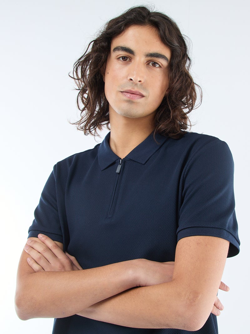 Polo con collo zippato Blu - Kiabi