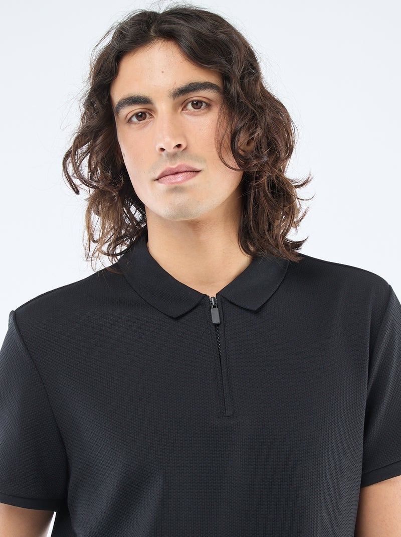 Polo con collo zippato Nero - Kiabi