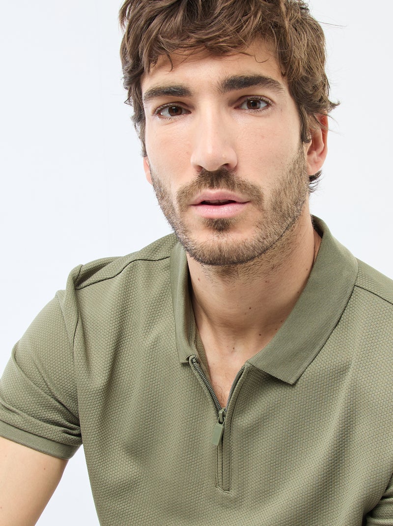 Polo con collo zippato Verde - Kiabi