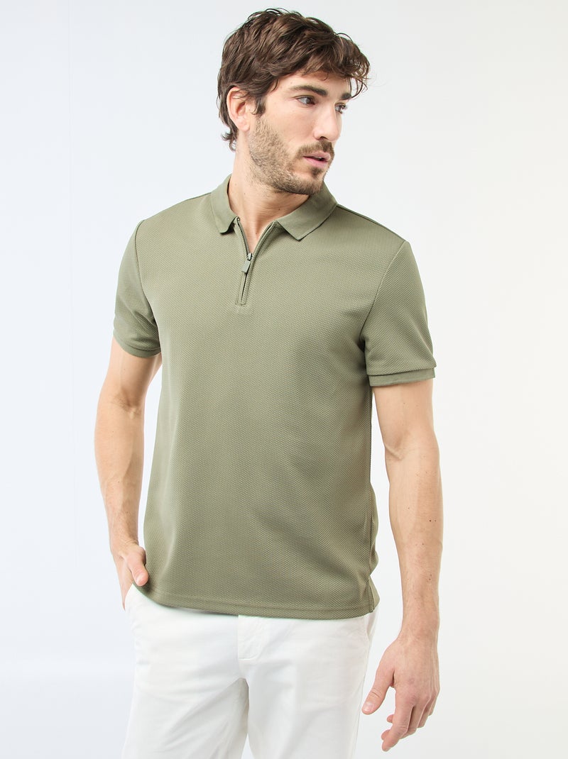 Polo con collo zippato Verde - Kiabi