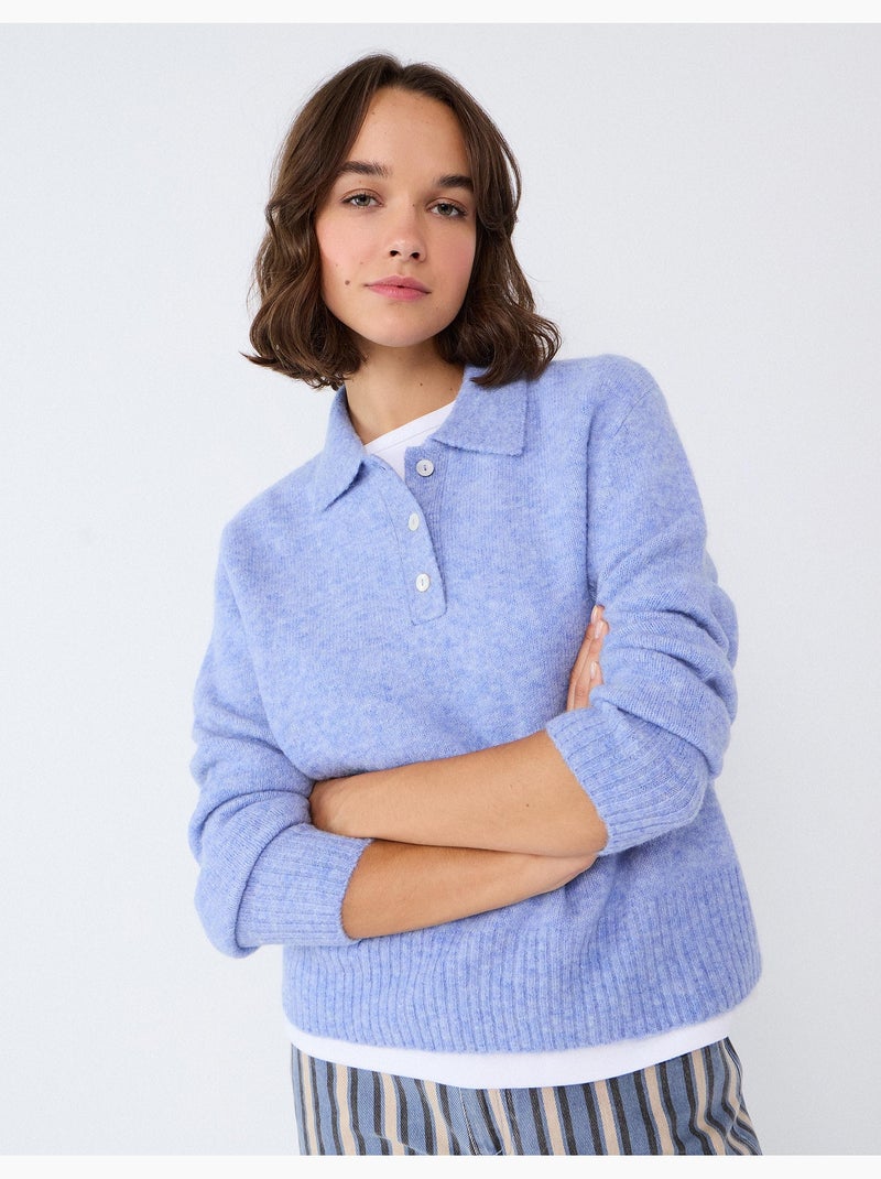 Polo con misto lana e alpaca, mo fashion Blu - Kiabi