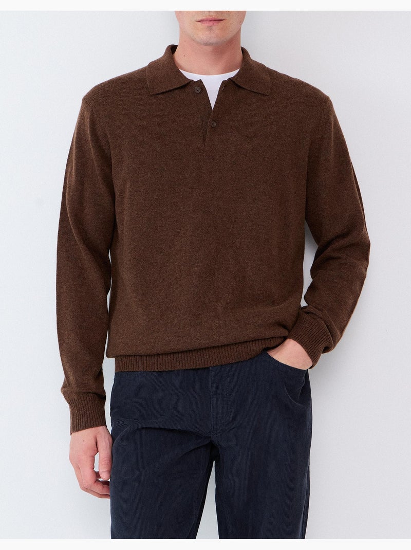 Polo con misto lana, mo fashion Marrone - Kiabi