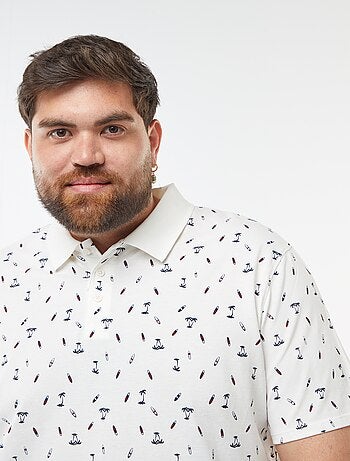 Polo con motivi in tessuto piqué