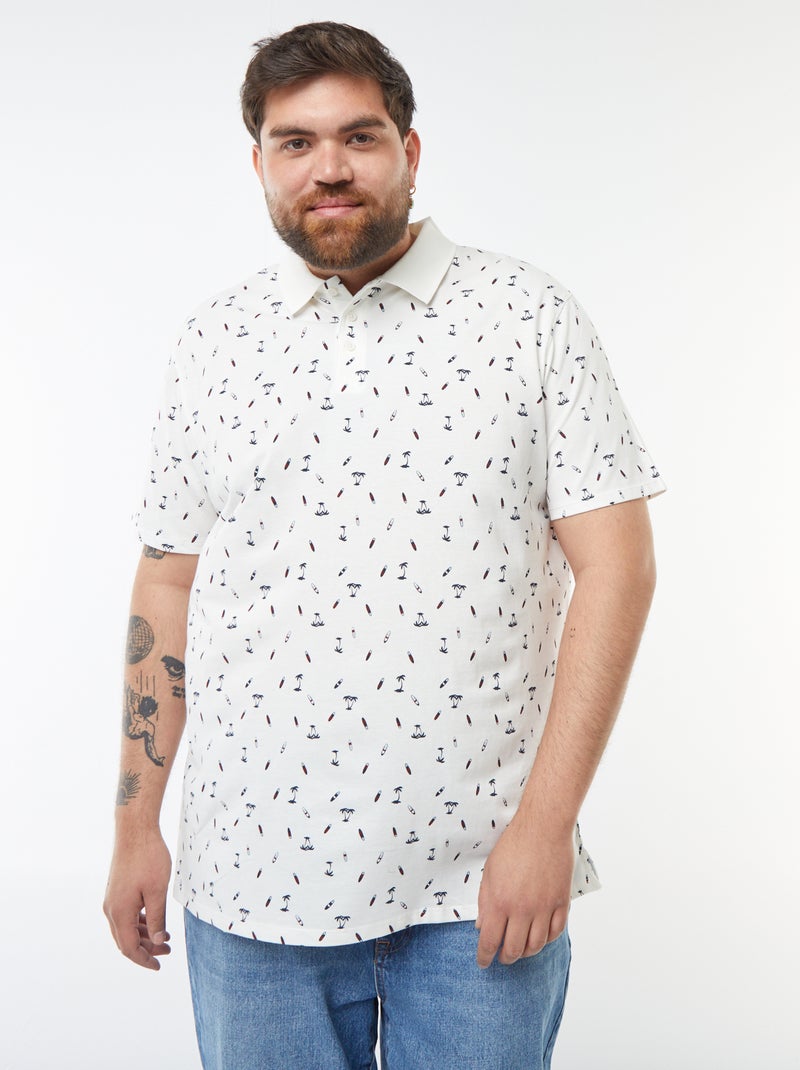 Polo con motivi in tessuto piqué Bianco - Kiabi