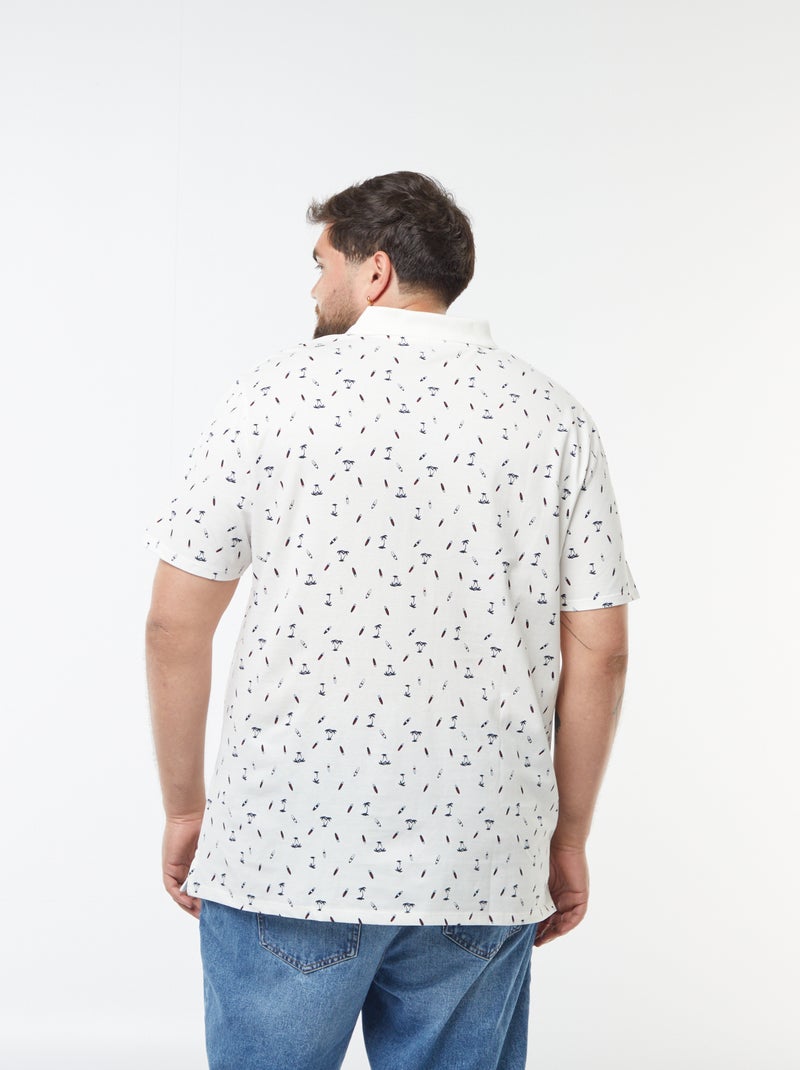 Polo con motivi in tessuto piqué Bianco - Kiabi