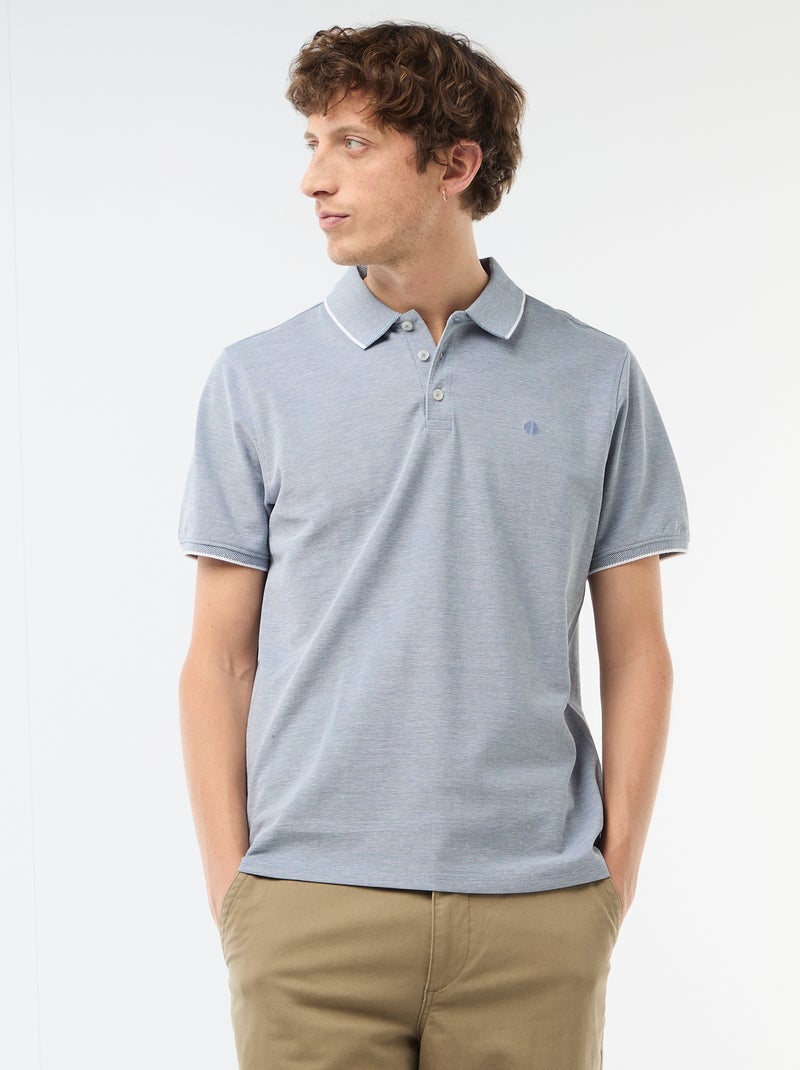 Polo con ricamo sul petto Blu - Kiabi