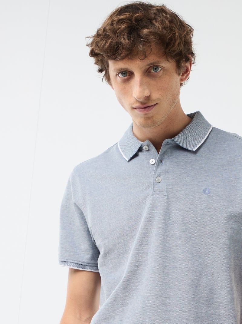 Polo con ricamo sul petto Blu - Kiabi