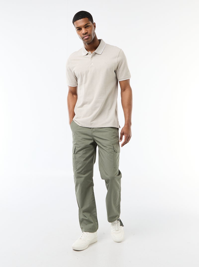 Polo con ricamo sul petto Kaki - Kiabi