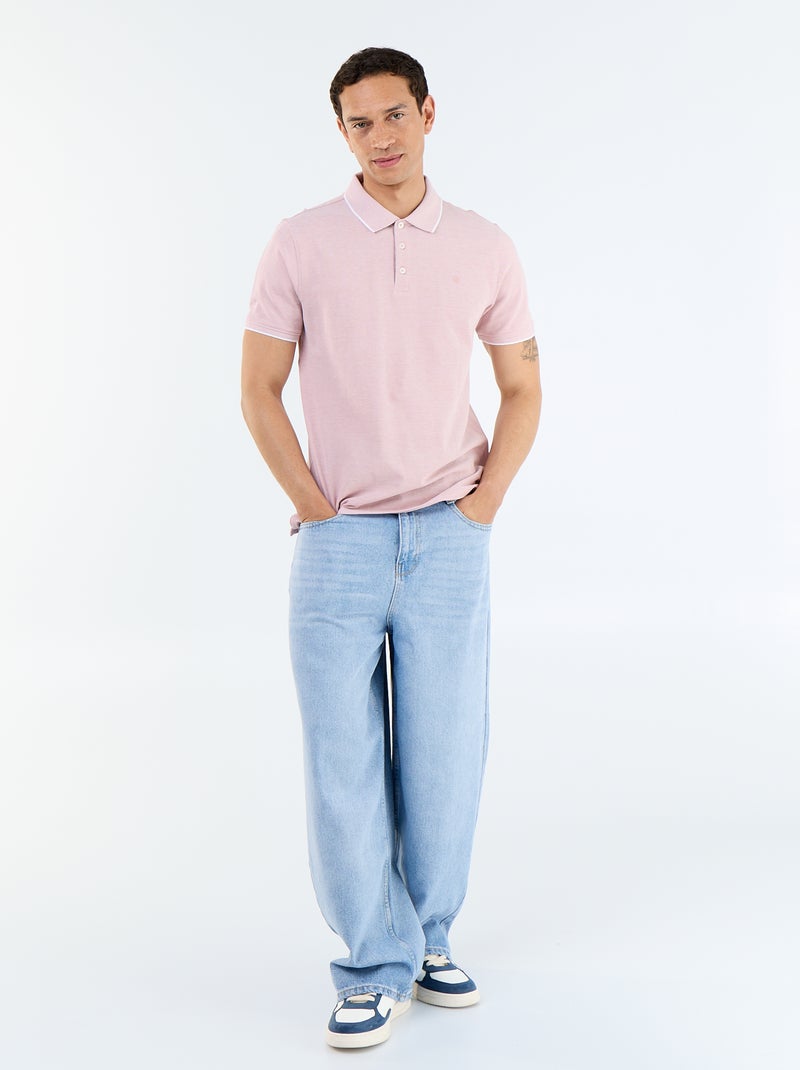 Polo con ricamo sul petto Rosa - Kiabi
