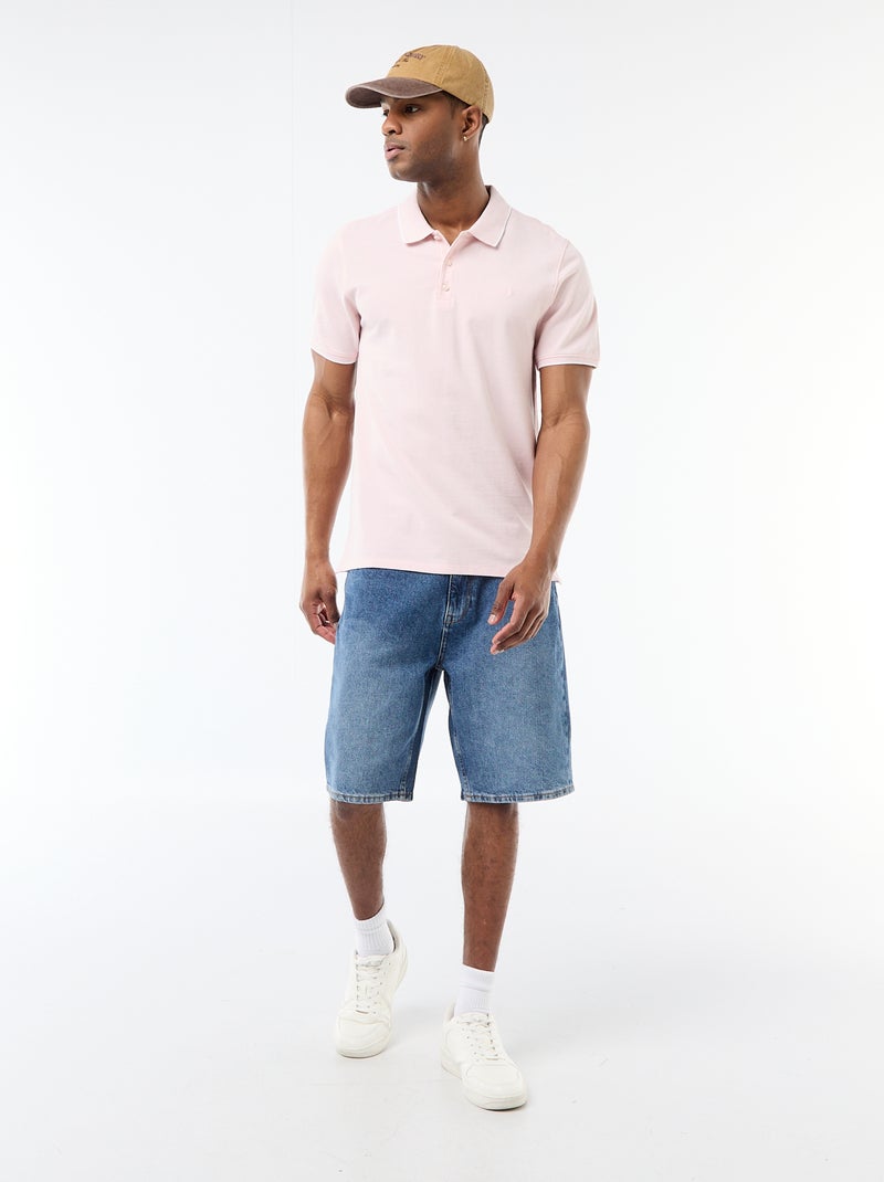 Polo con ricamo sul petto Rosa - Kiabi