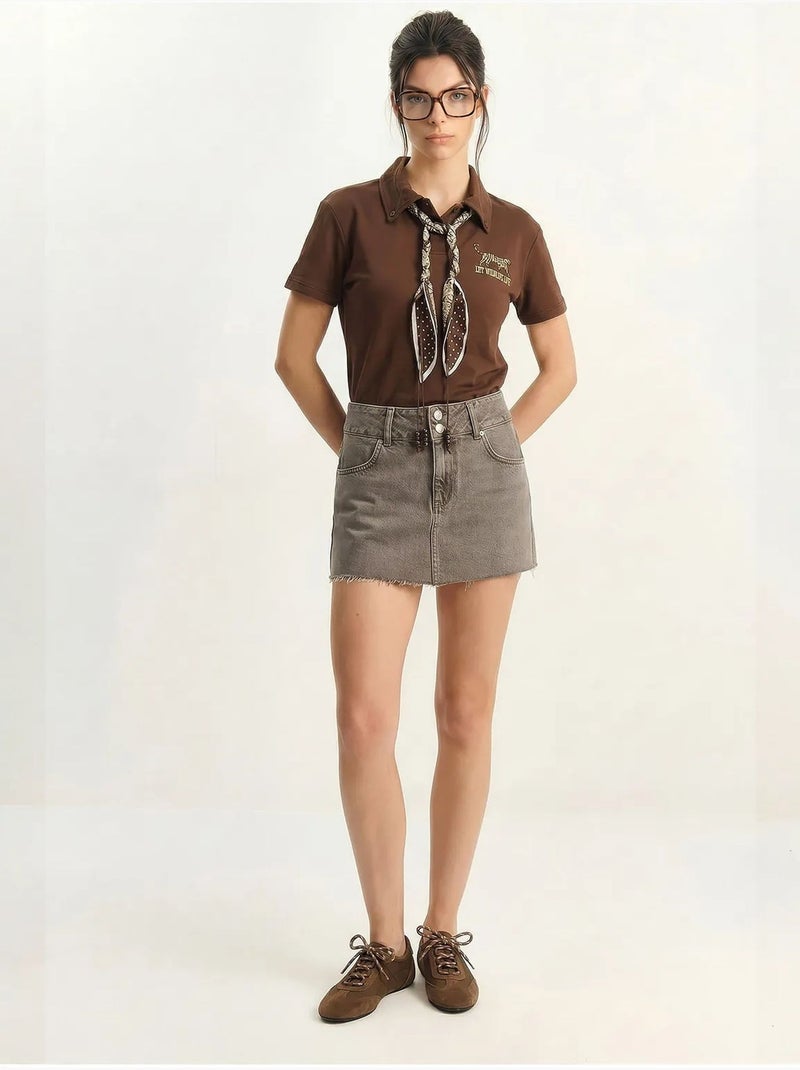 Polo con scritta ricamata lucci Marrone chiaro - Kiabi