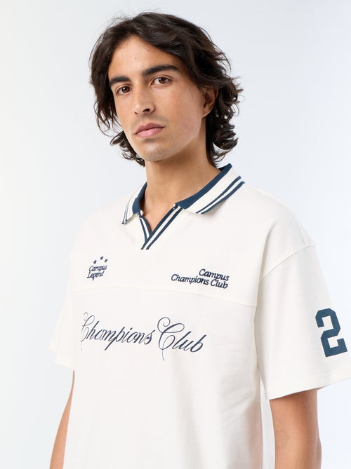 Polo con scritte ricamate a maniche corte - Kiabi