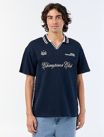 Polo con scritte ricamate a maniche corte