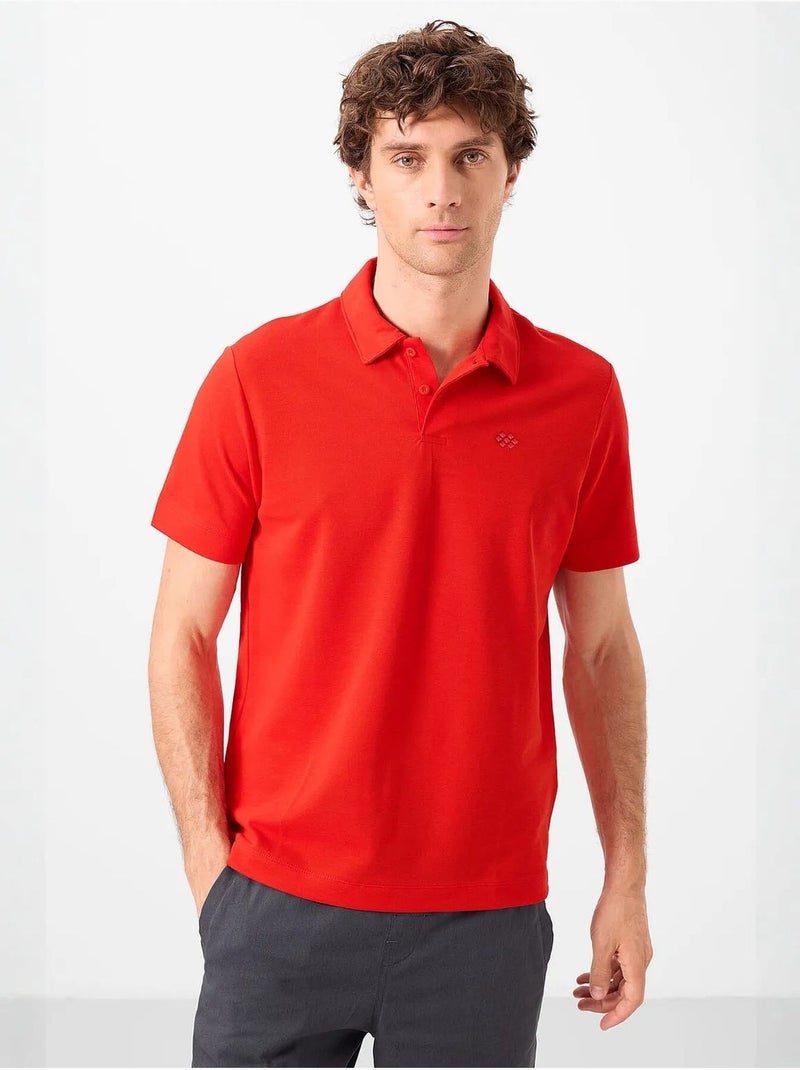 Polo cotone elastan tommy Rosso - Kiabi