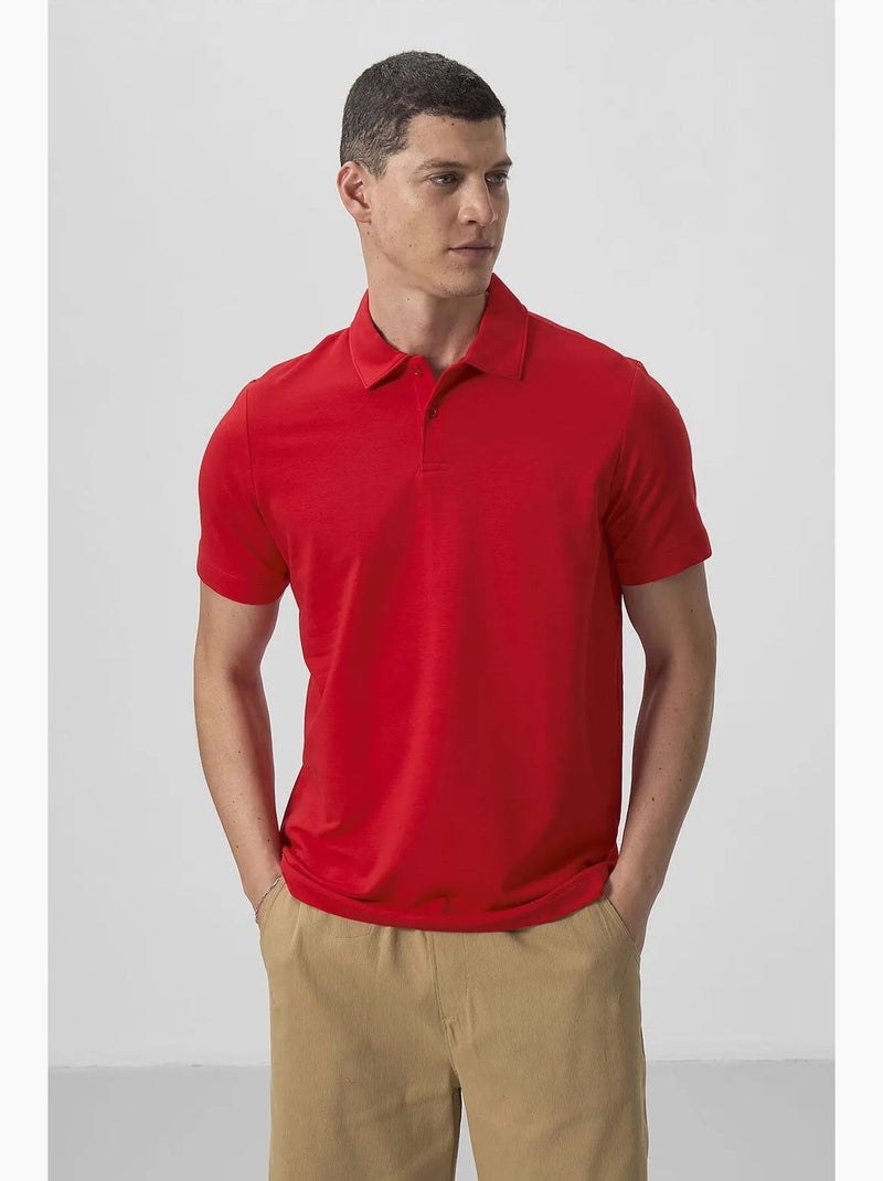 Polo cotone elastan tommy Rosso - Kiabi