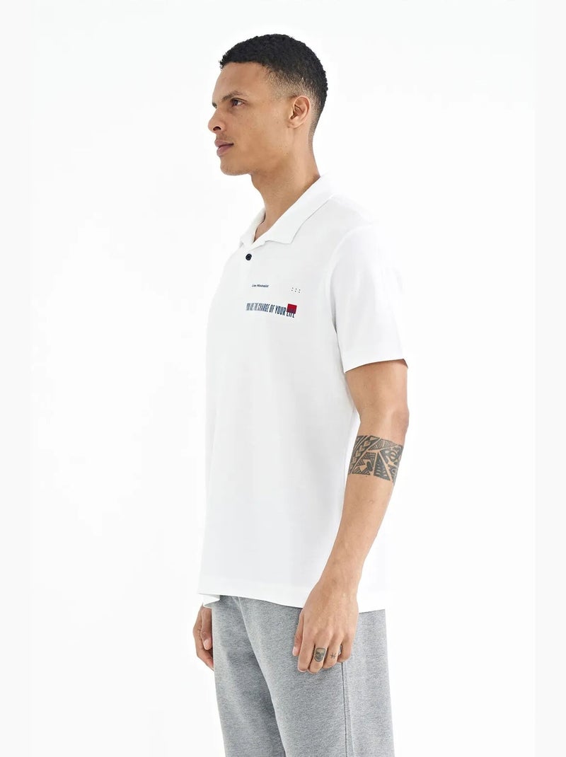 Polo cotone stampa testo tommy Bianco - Kiabi