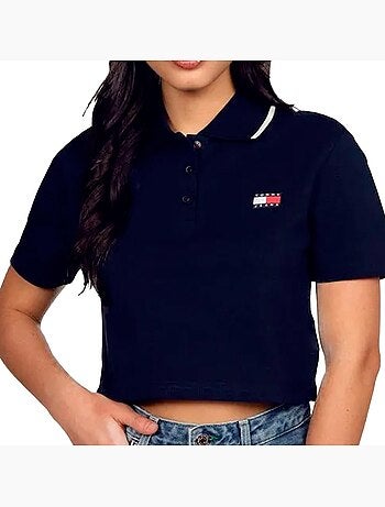 Polo Crop Top Donna Tommy Hilfiger con Badge