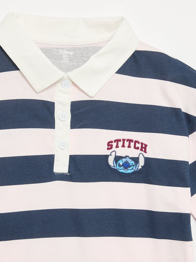 Polo 'Disney 'Stitch' a righe a maniche corte Rosa - Kiabi
