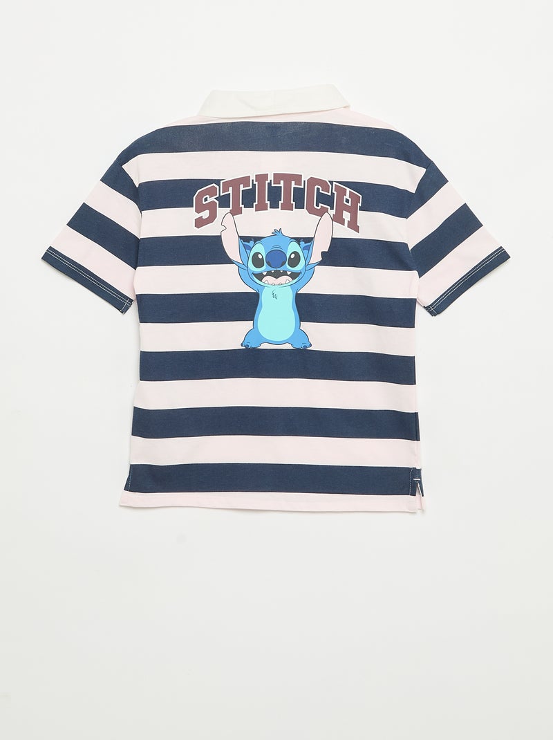 Polo 'Disney 'Stitch' a righe a maniche corte Rosa - Kiabi
