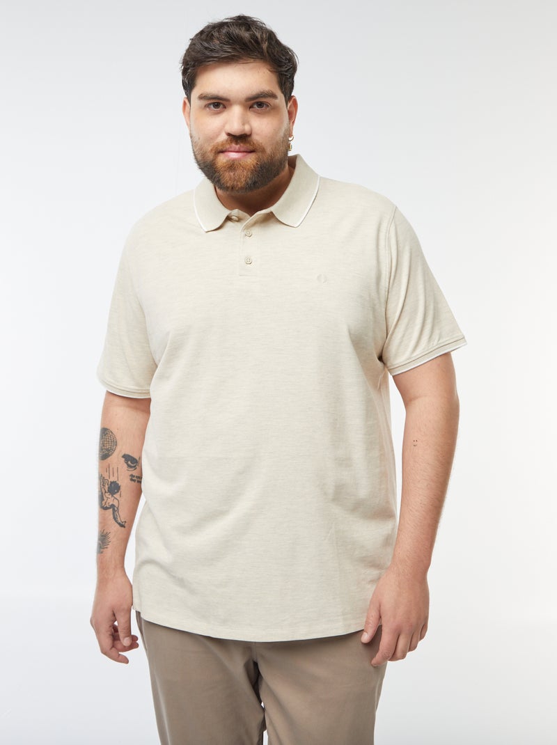Polo in cotone a contrasto Beige - Kiabi