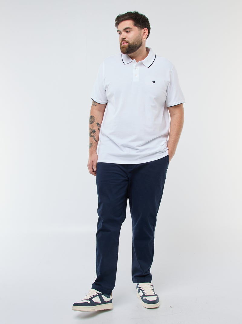Polo in cotone a contrasto bianco - Kiabi