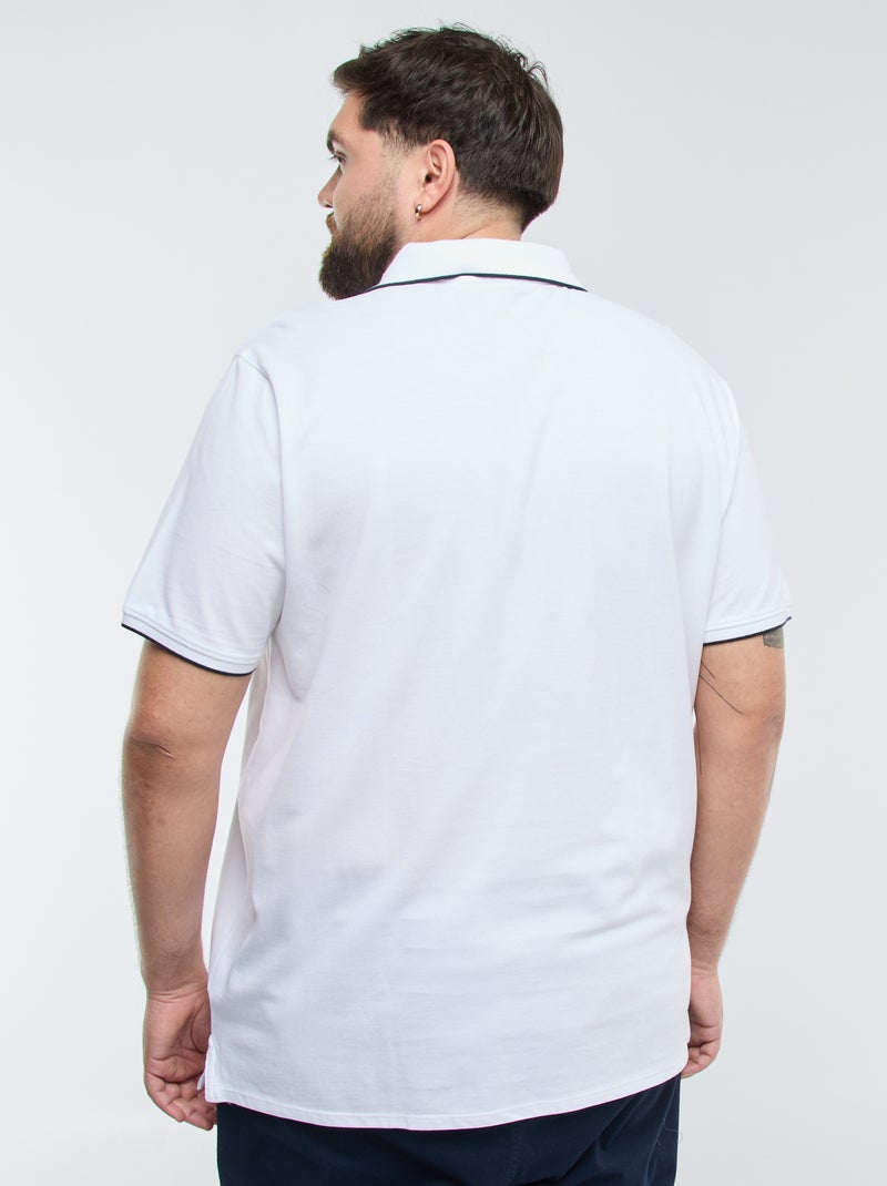 Polo in cotone a contrasto bianco - Kiabi