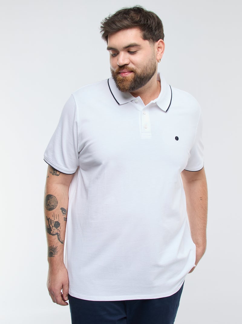 Polo in cotone a contrasto bianco - Kiabi