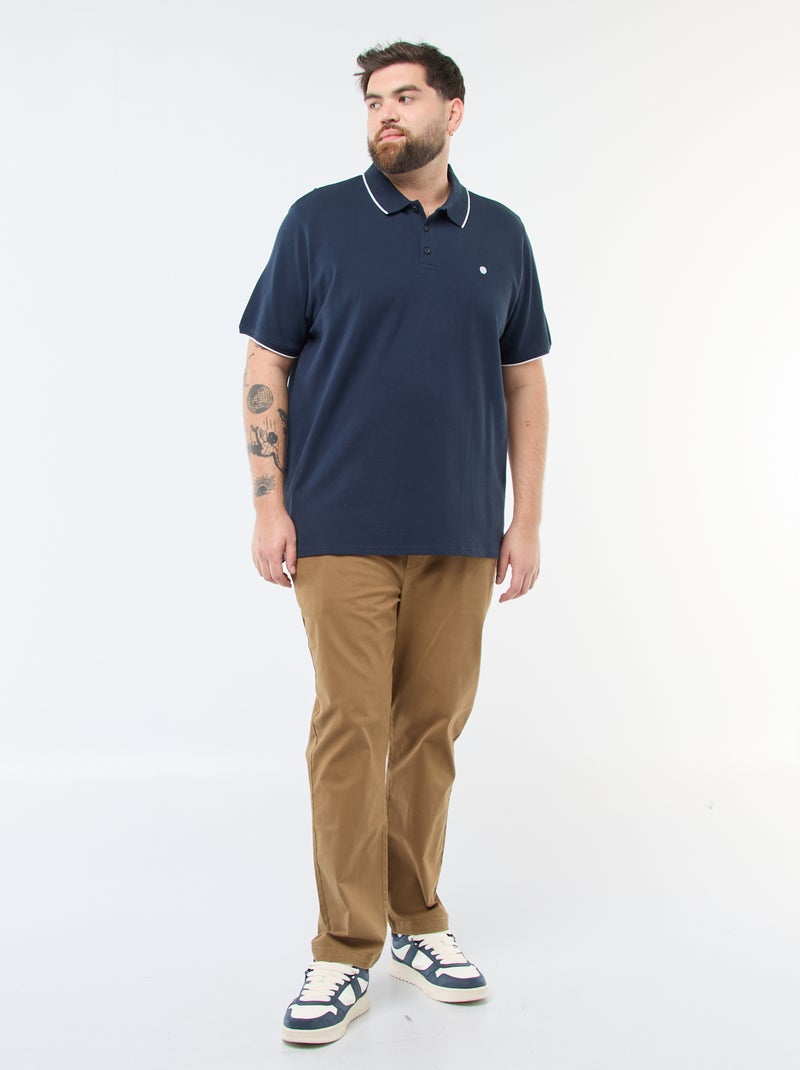 Polo in cotone a contrasto blu - Kiabi