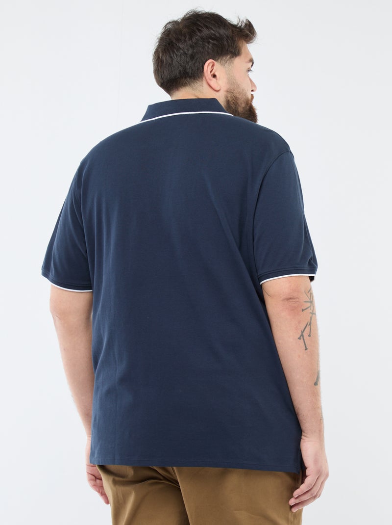 Polo in cotone a contrasto blu - Kiabi