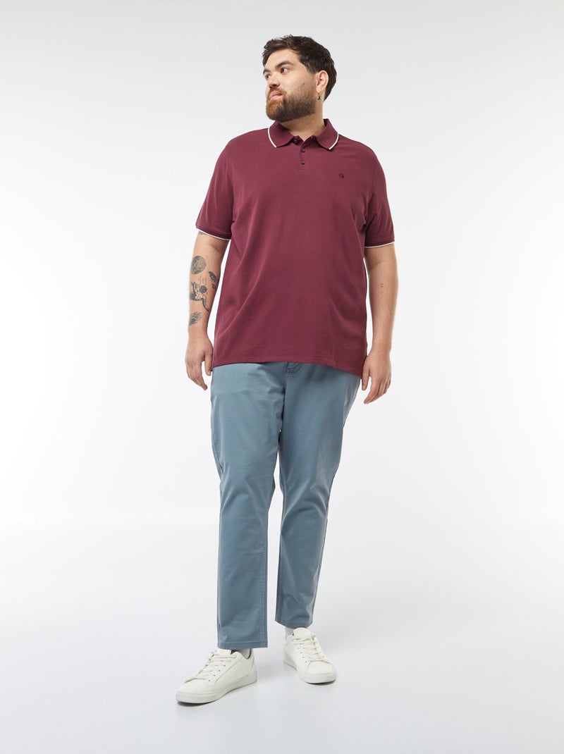 Polo in cotone a contrasto Rosso - Kiabi