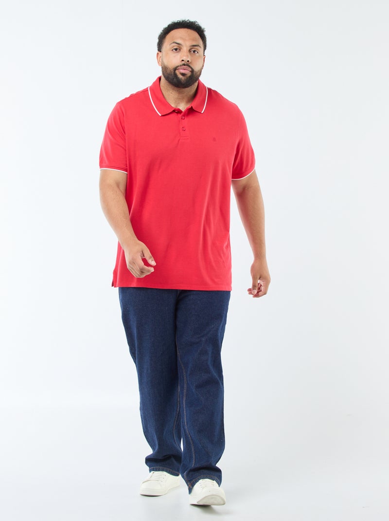 Polo in cotone a contrasto Rosso - Kiabi