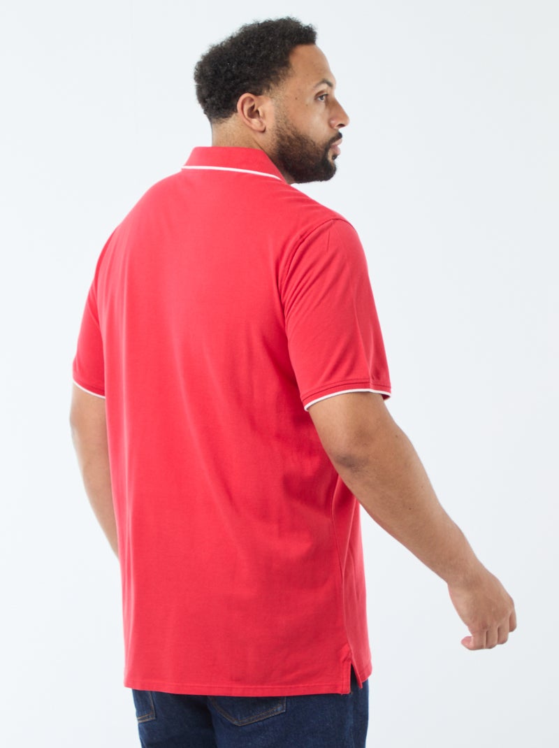 Polo in cotone a contrasto Rosso - Kiabi