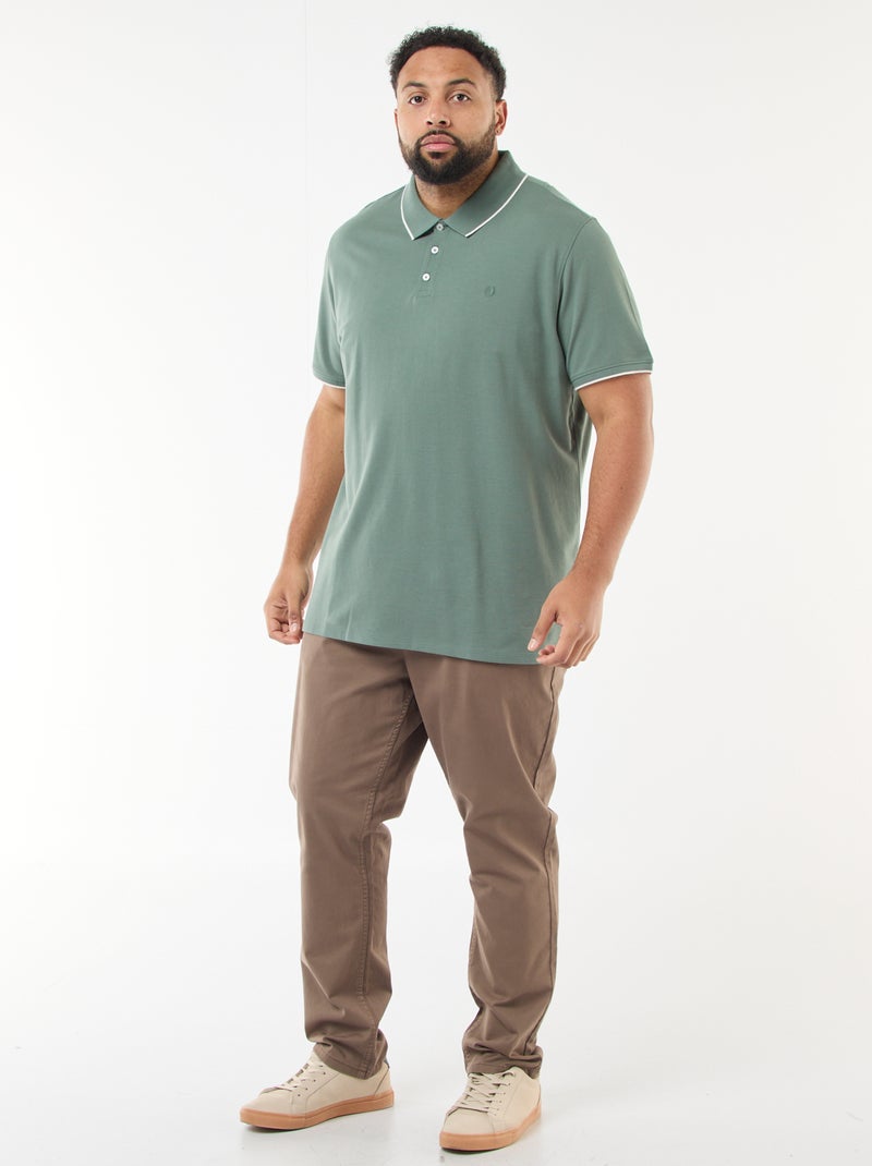 Polo in cotone a contrasto Verde - Kiabi