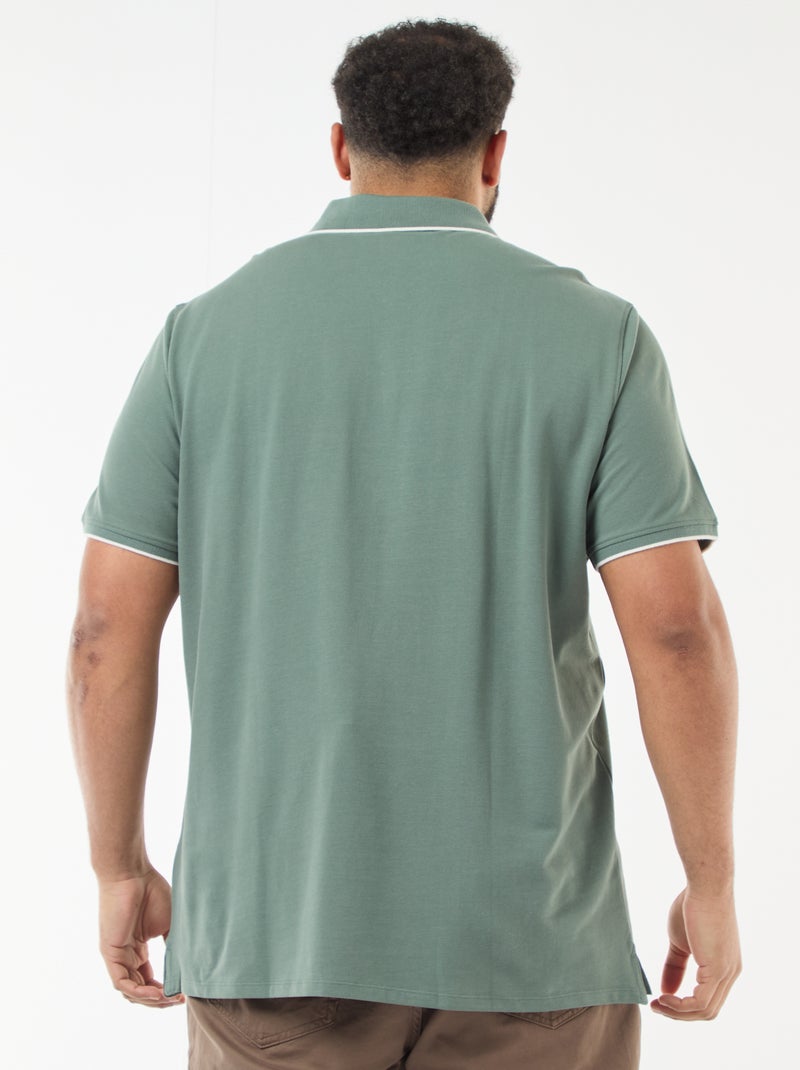 Polo in cotone a contrasto Verde - Kiabi