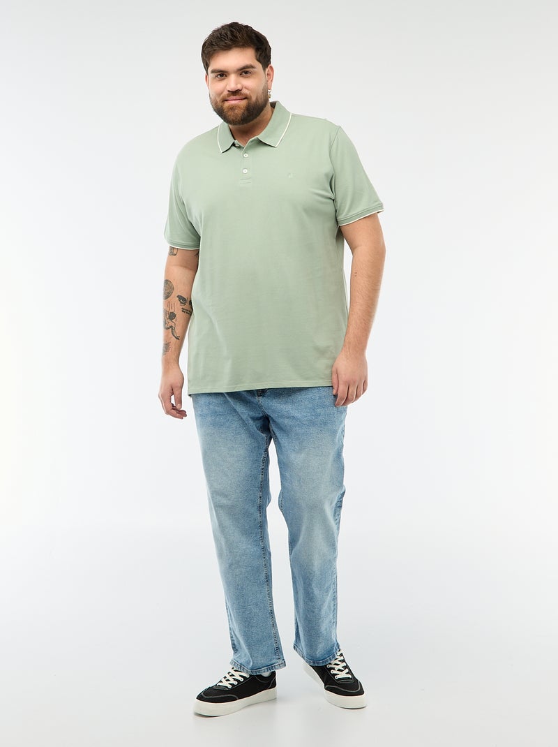 Polo in cotone a contrasto Verde - Kiabi