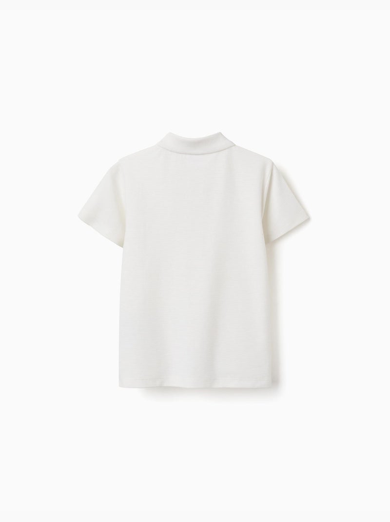 Polo in cotone a coste Bianco - Kiabi