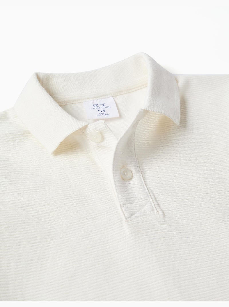 Polo in cotone a coste Bianco - Kiabi