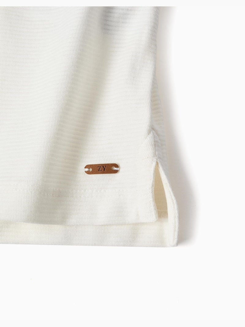 Polo in cotone a coste Bianco - Kiabi