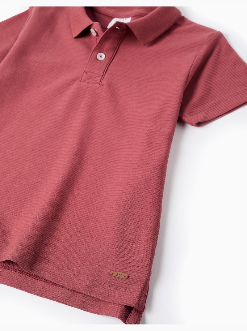 Polo in cotone a coste Marrone - Kiabi