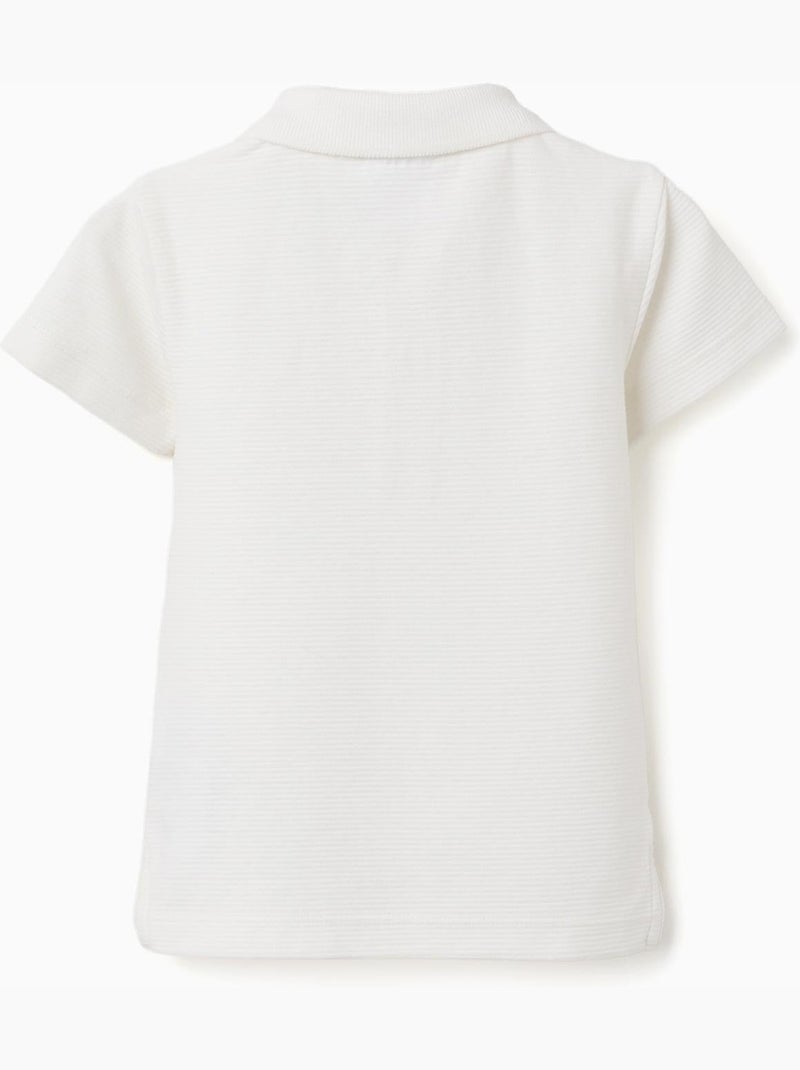 Polo in cotone a costine Bianco - Kiabi