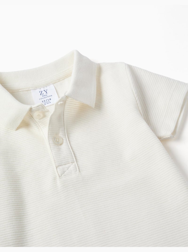 Polo in cotone a costine Bianco - Kiabi