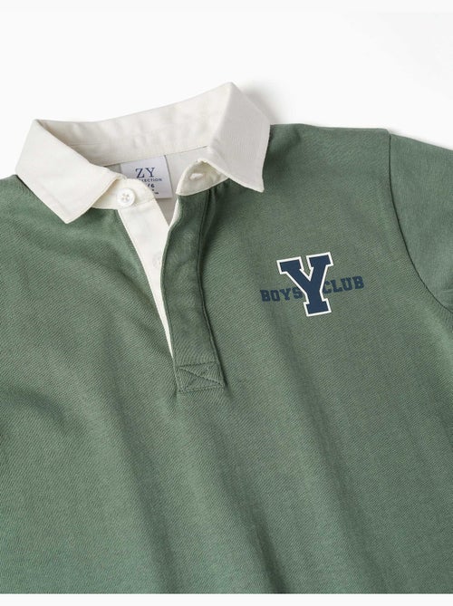 Polo in cotone a manica lunga con stampa - Kiabi