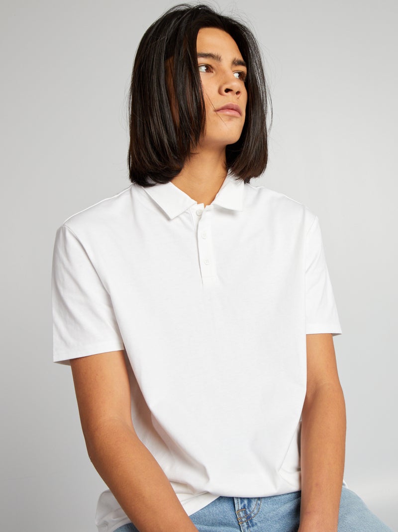 Polo in cotone a maniche corte bianco - Kiabi