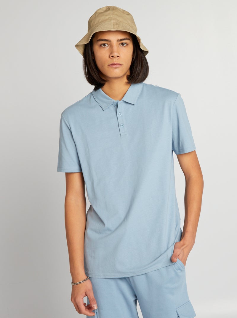 Polo in cotone a maniche corte BLU - Kiabi