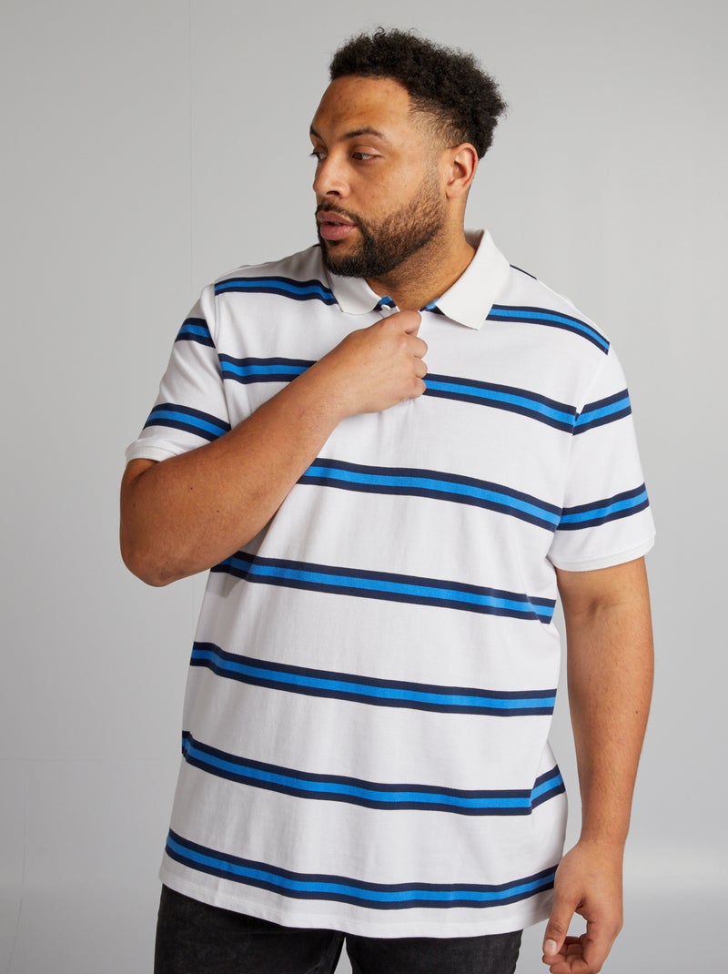 Polo in cotone a righe bianco - Kiabi