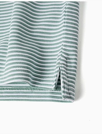 Polo in cotone a righe con stampa